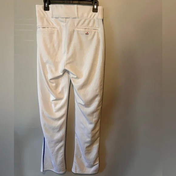 Men’s Alleson White Baseball Pants w/ Blue Piping - Picture 6 of 10
